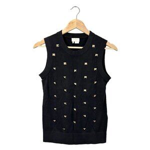 Kate Spade Black Sleeveless Sweater Vest with Gold Studded Accent